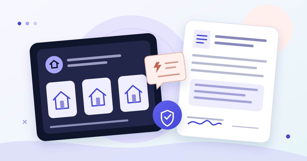 Illustrated property portfolio and management agreement beside a record of owner contact