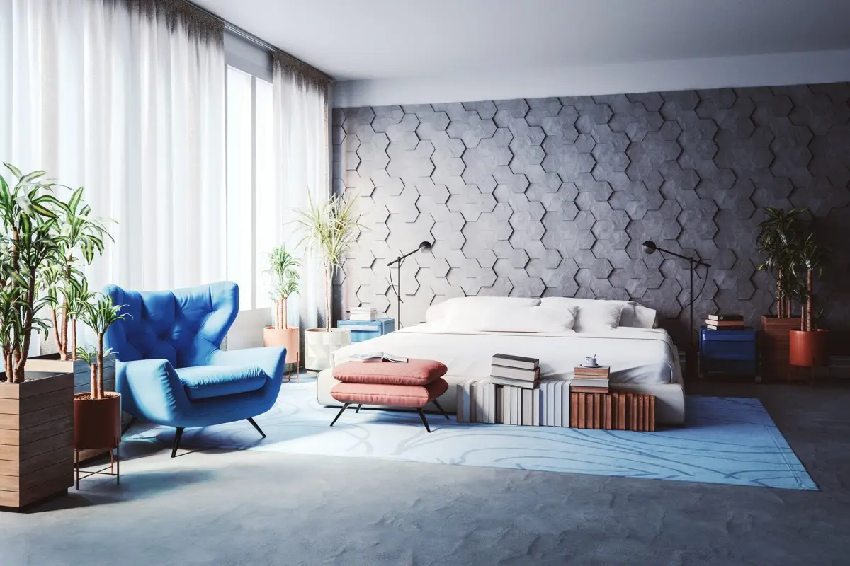 A bedroom in a modern managed apartment in Llandudno