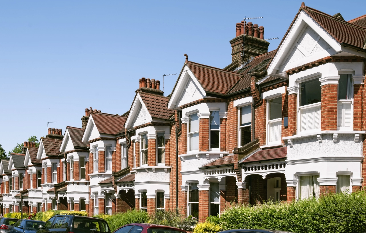 A row of Victorian terraced houses in Bishopston, Bristol near Gloucester Road