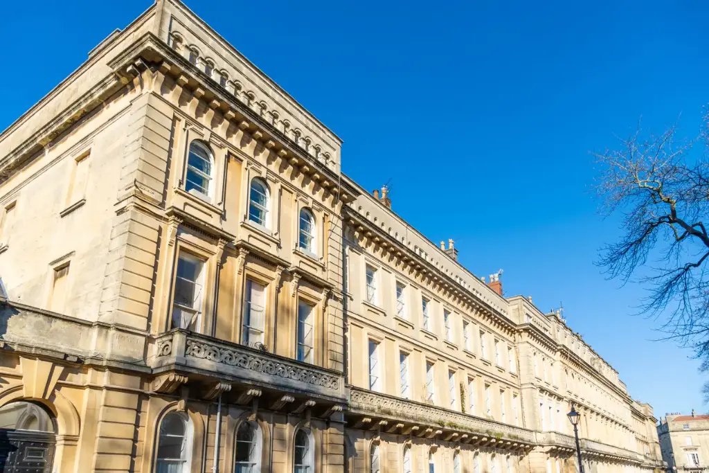 Georgian terrace in Bristol showing period architecture and original features for heritage property management in Clifton & Redland