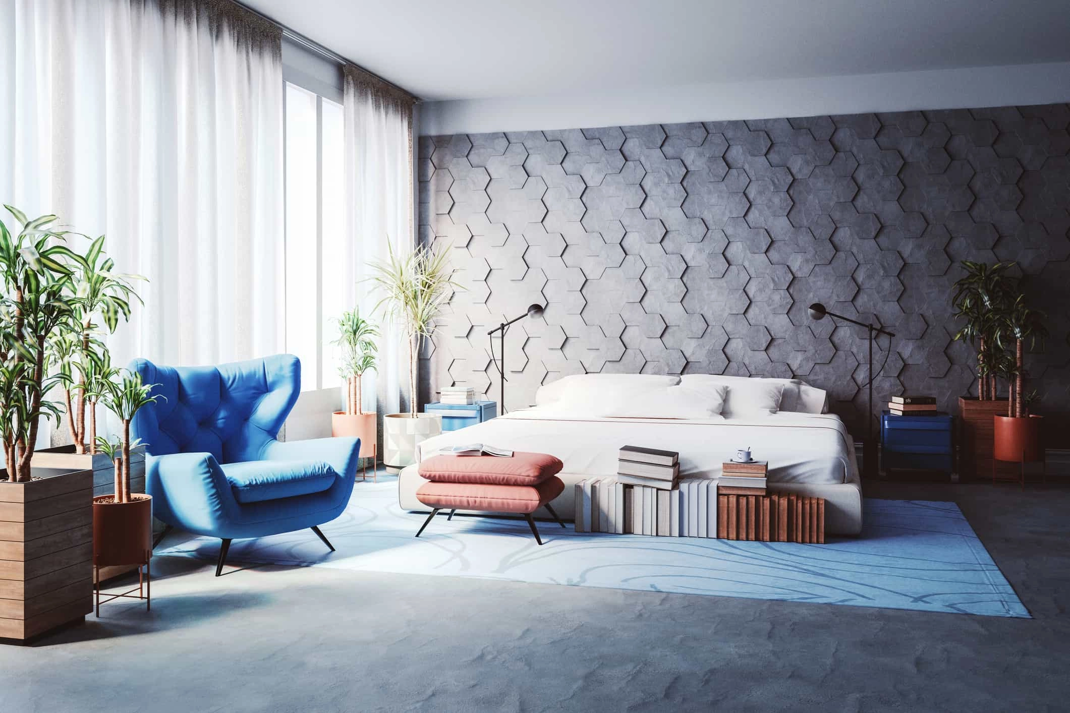 A modern styled bedroom of the standard we manage in Caernarfon
