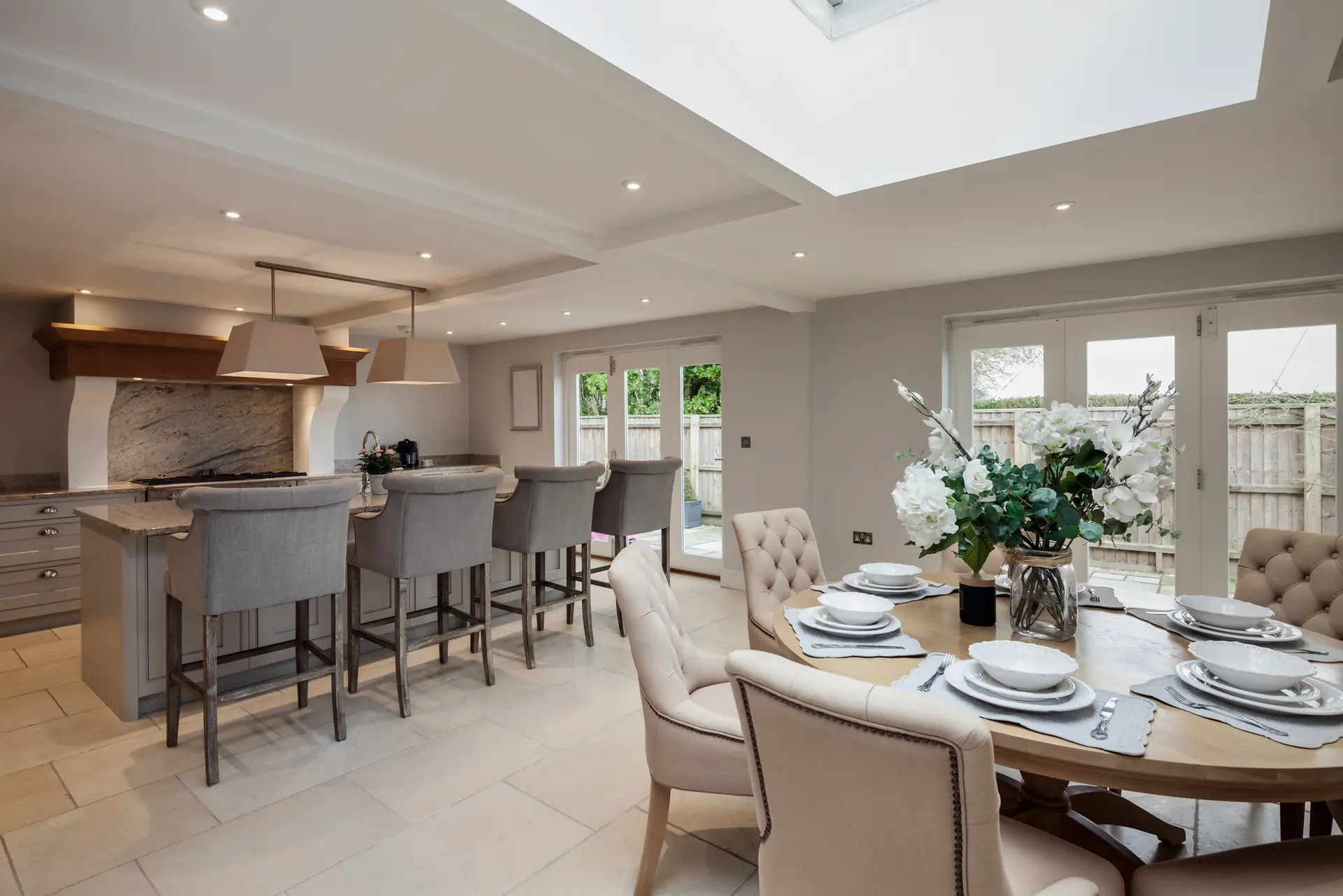 A cream cottage kitchen and dining area of the standard we manage