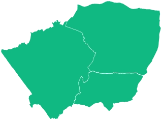 Green UK county map with border lines