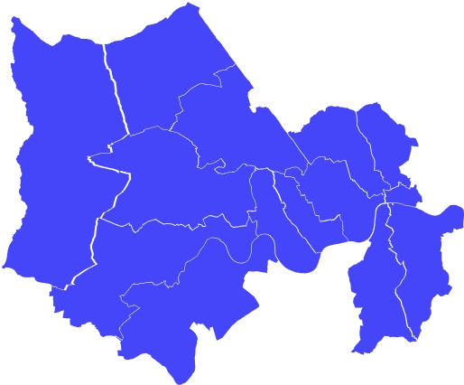 Blue map showing regional outlines in the UK