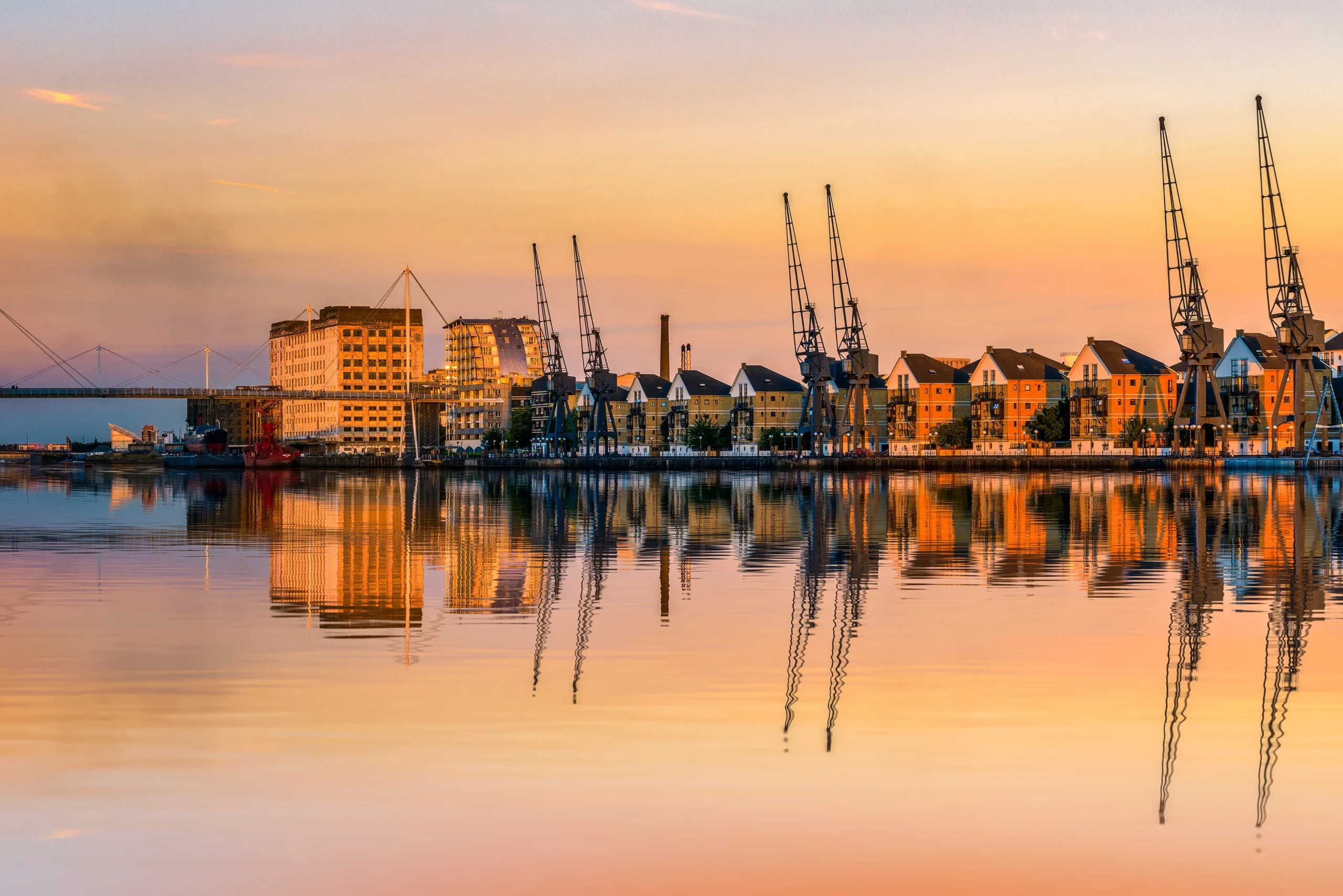 Waterside development in London’s Docklands, East London