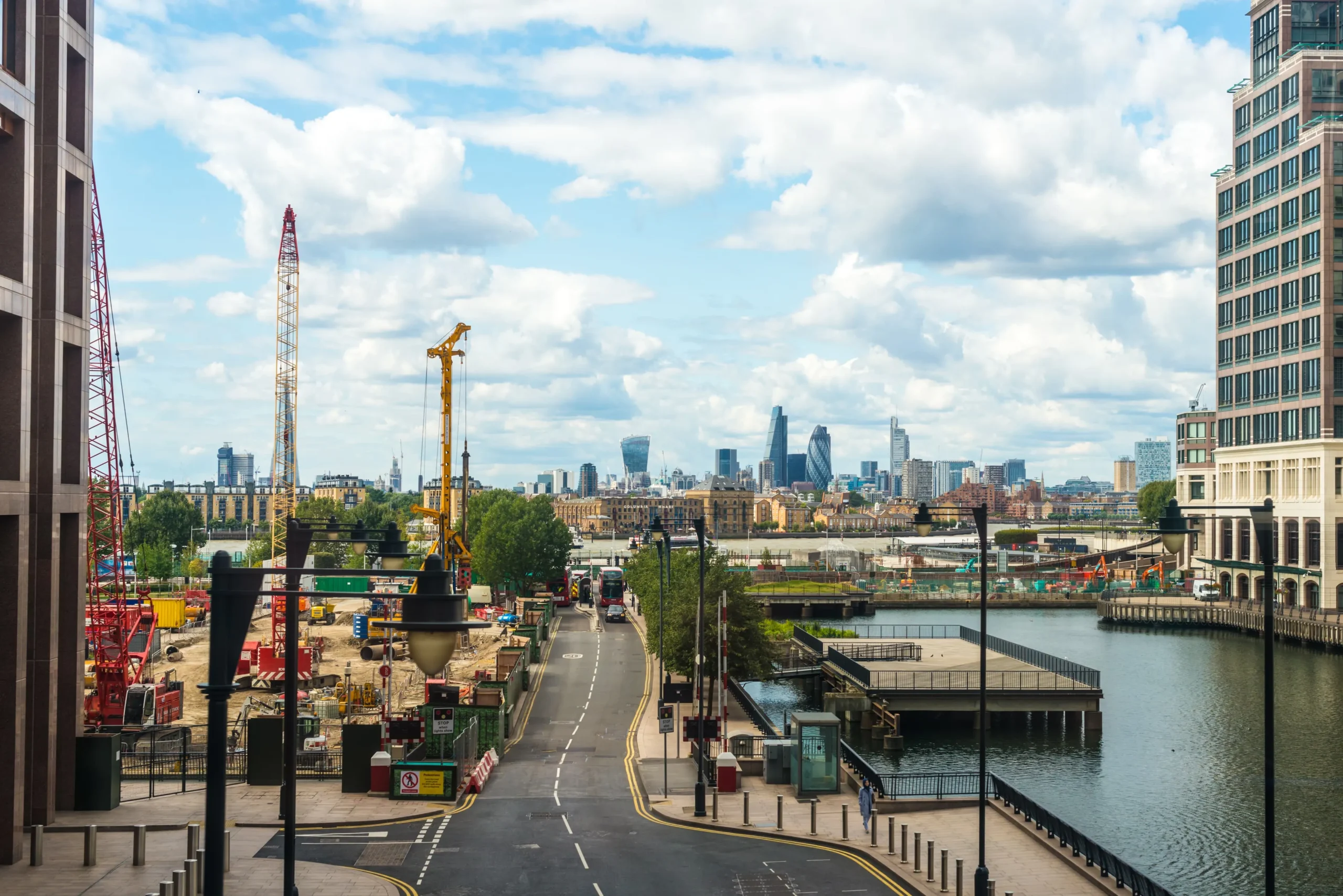 A North London residential development with a city skyline view